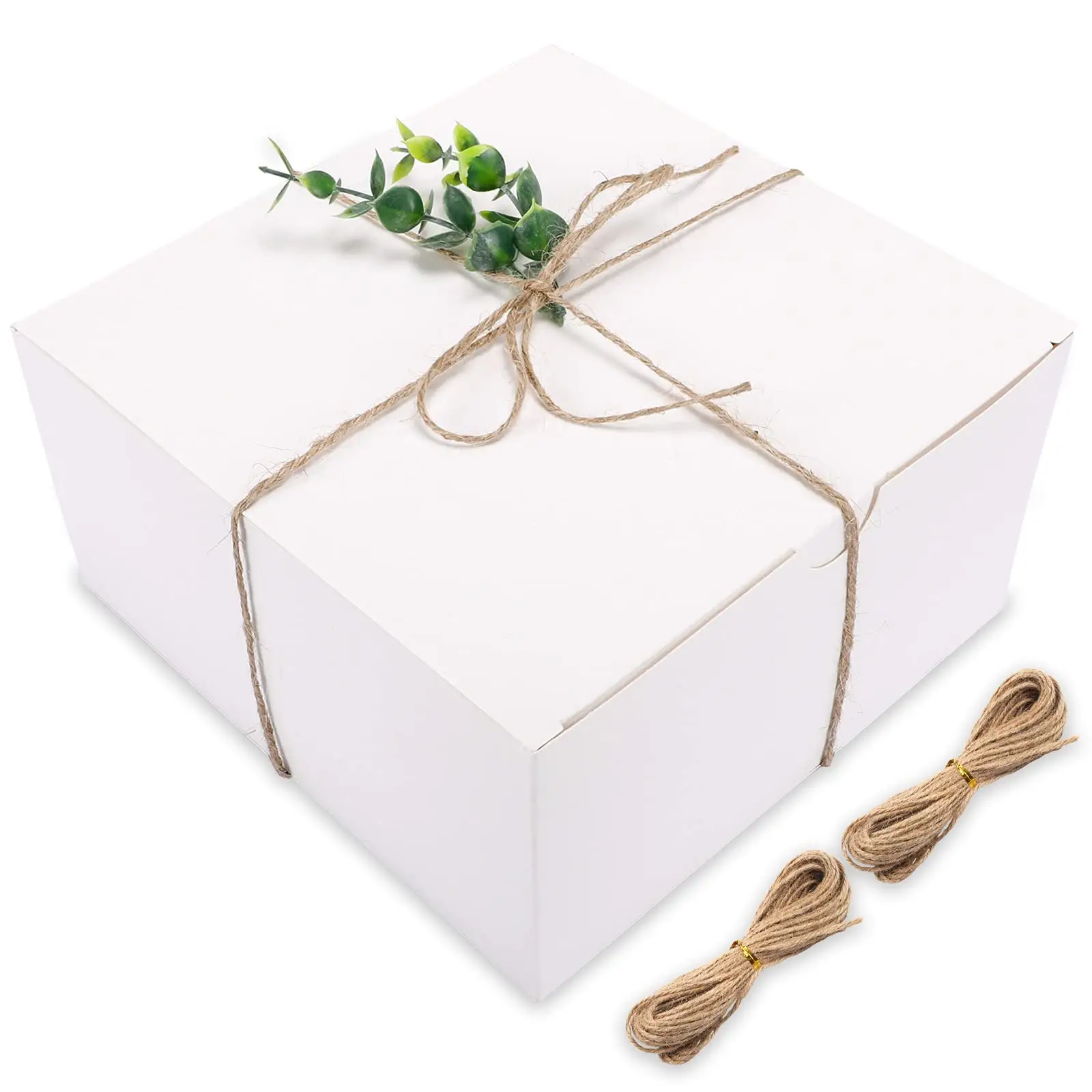 Wit 12 Pack 8X8X4 Inches Opvouwbare Vierkante Kubus Papier Verjaardagsfeestje Favor Gift Box Met Deksels voor Present