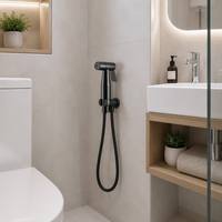 Alat Semprot Toilet Duduk Stainless Steel 304 Terlaris, Sistem Bilas Tekanan, Gagang Kamar Mandi, Dua Warna, Shattaf