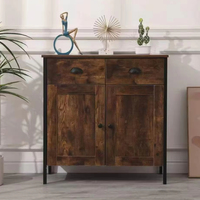 Commode rustique en bois de pin écologique avec cadre métallique robuste, grande capacité, meuble de salon