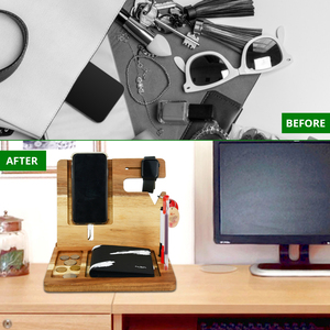 Supports de bureau Thunderbolt Youlike en bambou naturel pour téléphone et ordinateur portable avec station d'accueil sans fil et chargement USB, non pliables - Product Image 6