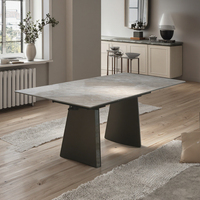 Meubles de salle à manger rectangulaires en céramique de luxe moderne personnalisés, pieds en métal, verre trempé, pliables, extensibles, réglables