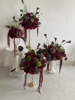 Bouquet de fleurs de mariage QSBD, calla lily bordeaux, centre de table de mariage, arrangement floral d'hortensia vert, décoration