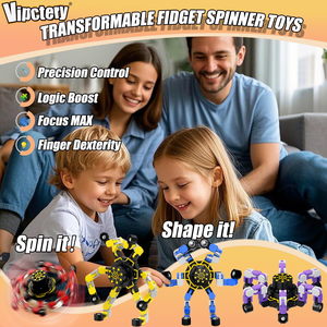 Fidget Spinners Transformables 4 Pièces pour Enfants et Adultes, Jouets Sensoriels Anti-Stress TDAH, Cadeaux pour Enfants, Fidget Spinner - Product Image 5