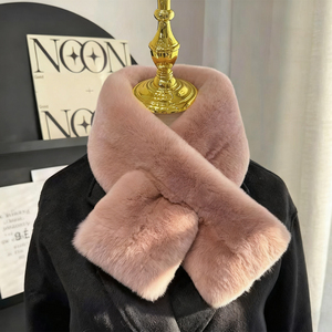 Écharpe élégante et écologique pour <span class=keywords><strong>femme</strong></span> en fourrure de lapin Rex multicolore, coupe-vent, <span class=keywords><strong>cache</strong></span>-<span class=keywords><strong>cou</strong></span> pour le <span class=keywords><strong>ski</strong></span> par temps froid - Product Image 2