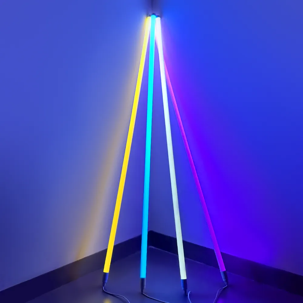 หลอดไฟ LED T8 T5เปลี่ยนสีได้รีโมทคอนโทรลไฟ RGB โคมไฟตั้งพื้นหลอดไฟ RGB เข้ามุม
