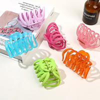 Grande pince à cheveux transparente en forme de griffe de pieuvre 8 cm, pince à cheveux en gelée de couleur citrouille, pinces à cheveux colorées pour cheveux épais