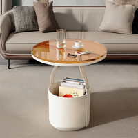 Petite table basse nordique minimaliste, table d'appoint blanche pour la maison, meubles de maison, table ronde en verre moderne.