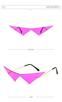 2023 nouvelle personnalité oeil de chat chaud lunettes de soleil femmes sans monture Triangle lentille noir lunettes de soleil pour dames