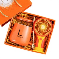 Coffret Cadeau Ventilateur USB Multicolore et Tasse en Céramique, Cadeau Promotionnel Personnalisé avec Logo pour Salons Professionnels, Fêtes, Événements d'Entreprise, Commande en Gros