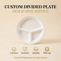 Assiette en mélamine OEM de 10 pouces à 3 compartiments, incassable, compatible lave-vaisselle, plateau alimentaire sectionné pour hôtel, cafétéria, restaurant