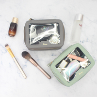 Sacs de maquillage transparents personnalisés en cuir PU imperméable avec fermeture éclair en PVC