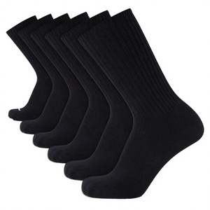 Black Crew Sports Socks Ribbed Knitted Athletic Socks Breathable Anti <b>Slip</b> Quick Dry for Training Running - Product Image 2