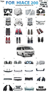 Coques de rétroviseurs latéraux, garnitures chromées pour poignées de portières et kit carrosserie pour Toyota HIACE KDH Série 200 (<span class=keywords><strong>2005</strong></span>-2018) – Accessoires de tuning - Product Image 2