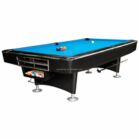 Table de billard en bois massif chinois, style 8 boules noires, 9 pieds, pour usage commercial ou domestique