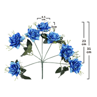 Pabrik Cina Langsung, Mawar Buatan Tangan Realistis dari Beludru, 7 Tangkai BabysBreath Gem Rose, Gaya Klasik untuk Dekorasi Dalam Ruangan