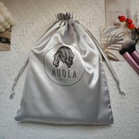 Sac de luxe en soie pour cheveux, chaussures, perruques, anti-poussière, en satin, avec logo personnalisé imprimé, sac à cordon en soie, pochette à bijoux, collier