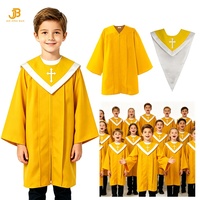 Robe de chœur dorée pour enfants, brodée en usine, avec étole
