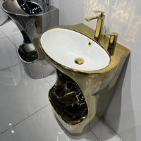 Lavabo Lavabo à main en céramique au design moderne couleur or du Moyen-Orient facile à nettoyer pour WC musulman Wadu Pied Évier sur pied de salle de bain