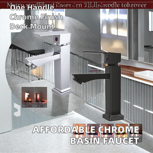 Robinet de lavabo en alliage de zinc chromé au design moderne, mitigeur monocommande pour eau froide, pour salle de bain - Prix - Product Image 2