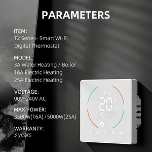 Thermostat intelligent programmable avec contrôle à distance <span class=keywords><strong>WiFi</strong></span> via l'application Tuya Smart Life pour chauffage au sol avec verrouillage enfant - Product Image 2