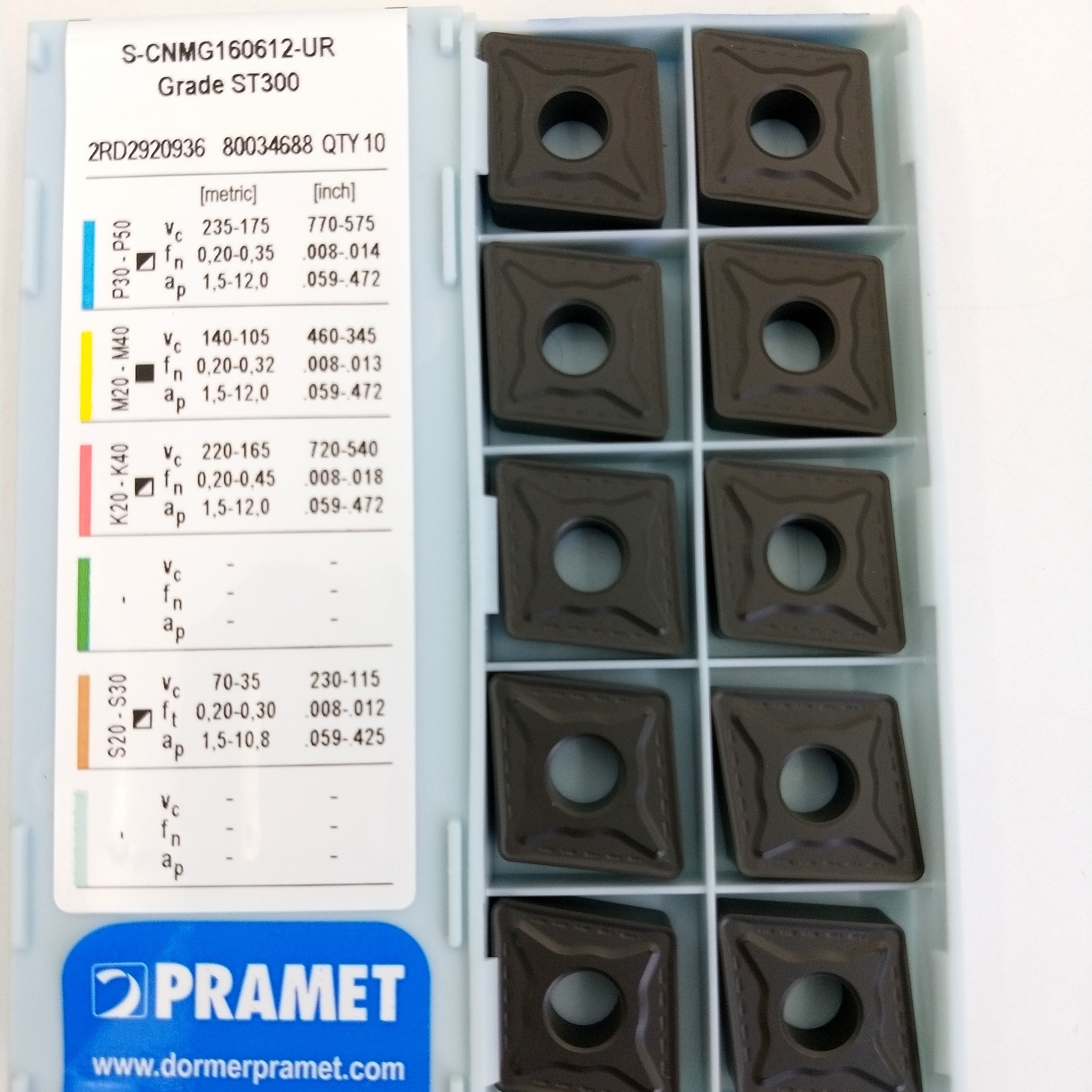 Pramet, внешний токарный инструмент, карбидная вставка cnmg/vnmg/cnmg160612 UR ST300 tutning, твердосплавная вставка