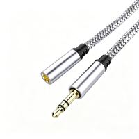 Câble d'extension audio tressé 3,5 mm AUX mâle vers femelle, cordon audio stéréo HiFi plaqué or pour haut-parleur, casque, téléphone