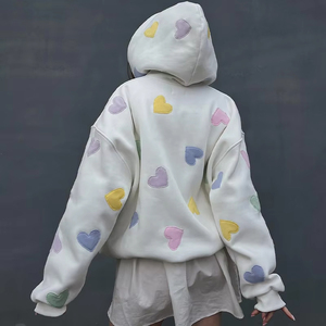 High Quality Luxury Custom <strong>Women'S</strong> Oversize <strong>Hoodie</strong> <strong>White</strong> Organic Cotton Fleece <strong>Hoodie</strong> With Patch Embroidery Baggy Style - Product Image 4