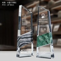 Trophée personnalisé en marbre, récompense créative en verre cristal pour compétition d'employés, médaille pour réunion annuelle, présentation des prix