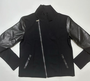 Custom il tuo Logo del marchio autunno inverno abiti da uomo Streetwear in pelle Patchwork asimmetrico sottile Punk felpa - Product Image 5