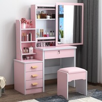 Coiffeuse moderne et simple blanche avec panneau, en bois, pour maquillage et table de toilette, idéale pour petit appartement, chambre et salon