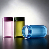 Bouteilles en plastique PET colorées pour capsules de compléments alimentaires et gommes, avec bouchon CRC, pour pilules sans sucre / Échantillon gratuit