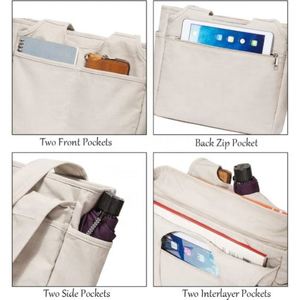 ถุงผ้าแคนวาสแบบล้างออกได้สีขาวถุงผ้าแคนวาสออแกนิกสำหรับร้านขายของชำ - Product Image 3