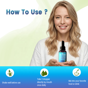 Haccp OEM ODM Gouttes liquides de mousse de mer sans sucre avec huile de nigelle, mousse de mer, ashwagandha, racine de bardane et fucus vésiculeux - Product Image 5