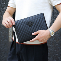 Fabriek Online Groothandel Nieuwe Stijl Heren PU Waterdichte Clutch Tas Mode Casual Messenger Telefoonhoesje Trendy Geweven Design