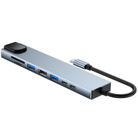 Base de Conexión USB C 8 en 1 Justlink, HDMI 4K, 87W PD, Lector de Tarjetas SD/TF, Ethernet Gigabit, Hub Tipo C para Laptop y MacBook
