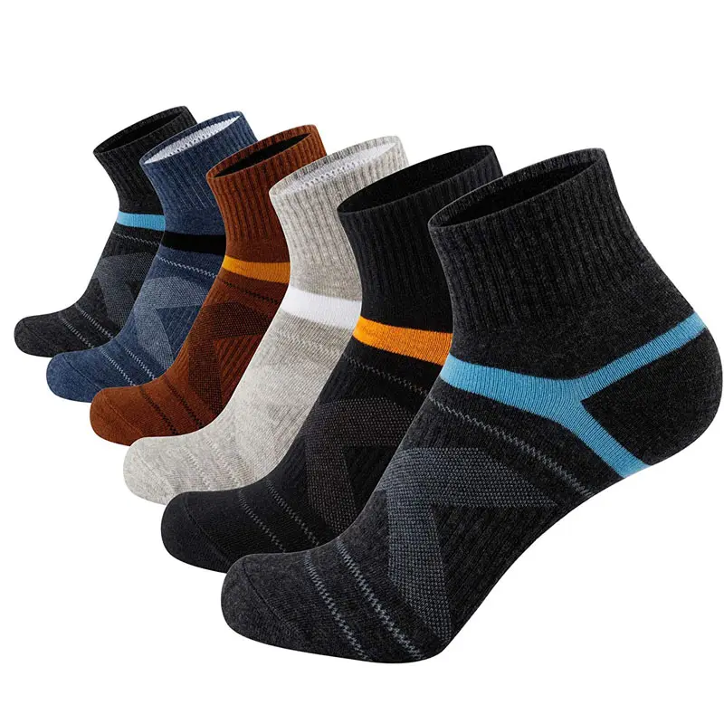 Mens Athletic Cushioned Colorful Sports Running Hiking Training Ankle Socks Men Cotton 100%