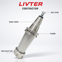 Porte-outils LIVTER ISO30-ER25UM-100 revêtu antirouille pour machine à découper les panneaux de bois