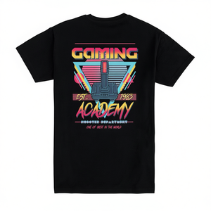 Camiseta Retro Academy Gaming negra estilo vintage 1983 Shooter Department Plainview New York - Product Image 2