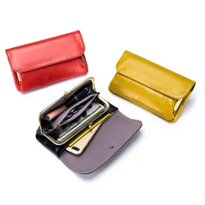 New trend oil wax leather women's long wallet large capacity fashionable ladies handbag multi-functional cell phone bag