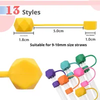Capuchon de paille universel en PVC souple polygonal de 10 mm, personnalisé, anti-poussière, 3D, coloré, réutilisable, accessoires pour boissons