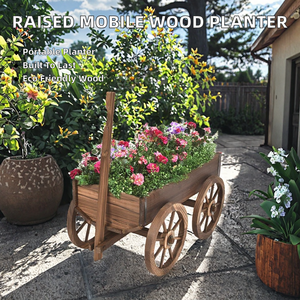 Raised Modern Vegetable & Flower <b>Garden</b> Bed Rectangle Shape Mobile -Floor Outdoor <b>Wood</b> <b>Planter</b> Eco-Friendly & Durable - Product Image 2