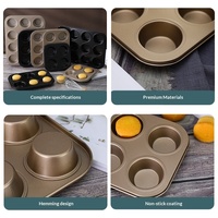 Loyang Muffin & Cupcake Persegi Anti Lengket Baja Karbon Food-Grade BST, Aman untuk Oven & Mesin Cuci Piring, Satu Buah