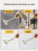 Raclette de nettoyage puissante pour l'élimination des adhésifs, nettoyant pour joints, lame de raclage mural, raclette pour verre et carrelage, outil de nettoyage en profondeur pour cuisine