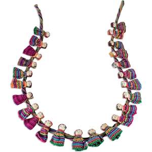 Guirnalda de Algodón Hecha a Mano NOVICA, Muñeca de la Suerte Colorida, Multicolor, Moderna, Cultural 'Alegría' para Decoración del Hogar, Adornos de la India, Diwali - Product Image 1