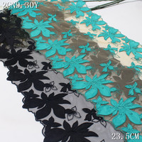 Fleur personnalisée avec broderie en dentelle satinée, garniture en dentelle Oeko Tex 23 cm, tissu en dentelle noire brodée de luxe pour lingerie haut de gamme