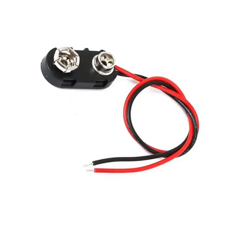 I Type Long Cable Connection Hard Shell nero rosso 9V connettore a Clip per batteria
