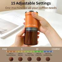 Penggiling Kopi Elektrik Portabel BARU 15 Pengaturan yang Dapat Disesuaikan Penggiling Biji Kopi dengan Layar LED Isi Ulang USB untuk Rumah Kantor