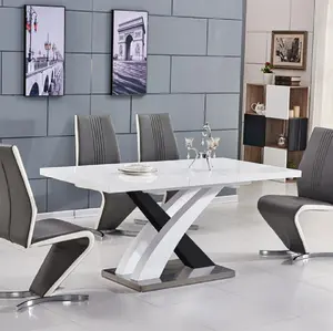 Popular Sale Modern Italian Design X Shape Base Extension High Gloss MDF Table for Dining Room