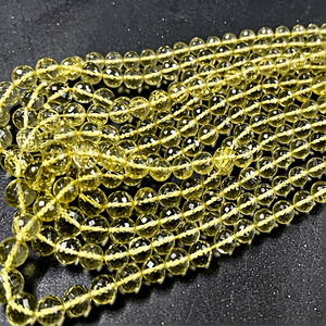 Natural Lemon Quartz Round Faceted <b>Beads</b> 7-8mm for Jewelry Making - Product Image 1
