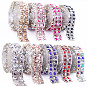 Ruban adhésif en strass, bande de <span class=keywords><strong>diamants</strong></span> en verre autocollante, décoration en cristal pour garniture de vêtements, vente en gros - Product Image 1